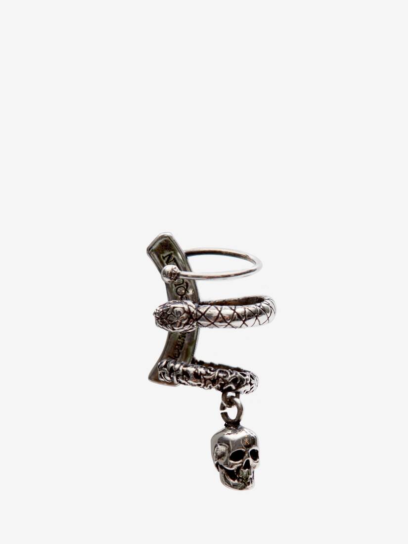 Ear Cuff Alexander McQueen Skull And Snake Hombre - Plateados - Mexico 684-PWSYKL